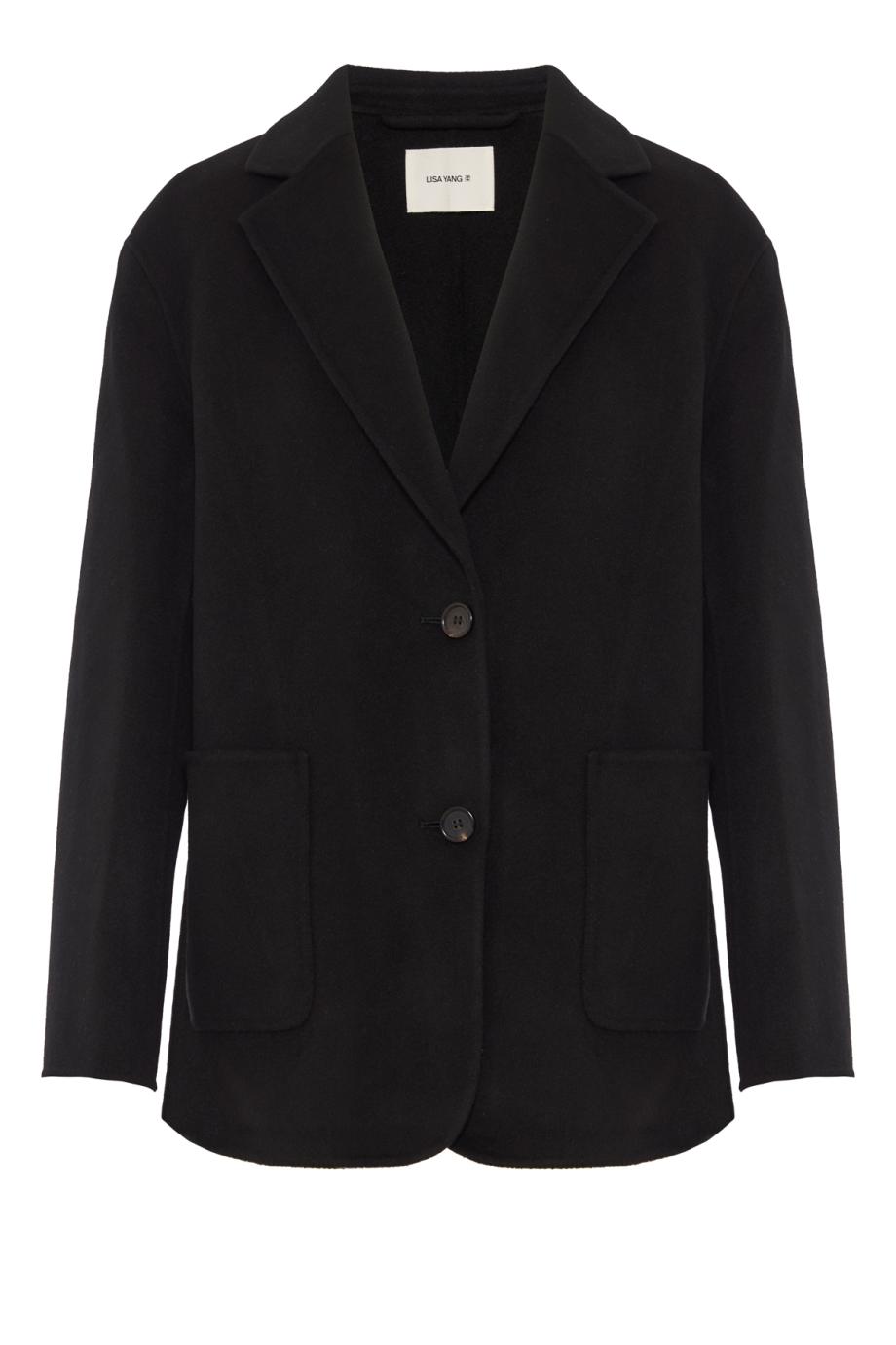 Doublé wool and cashmere blazer in black