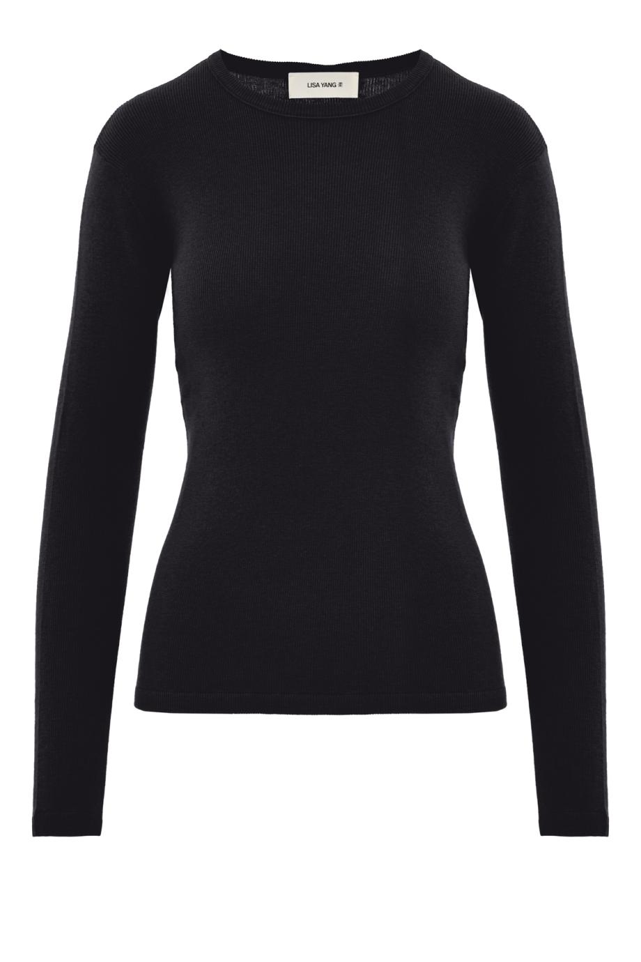 Vivian ribbed cotton and cashmere top in black