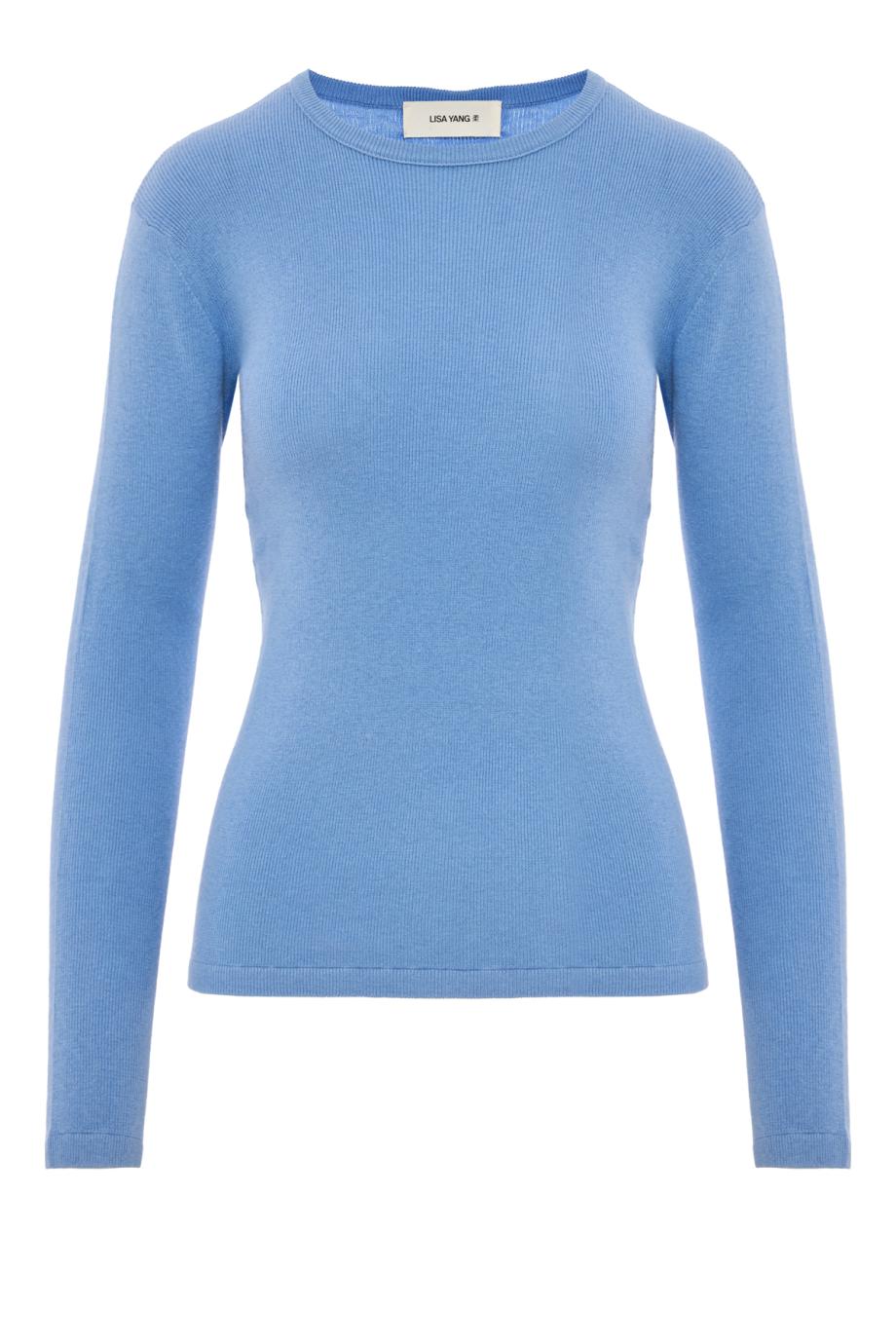 Vivian ribbed cotton and cashmere top in soft sky