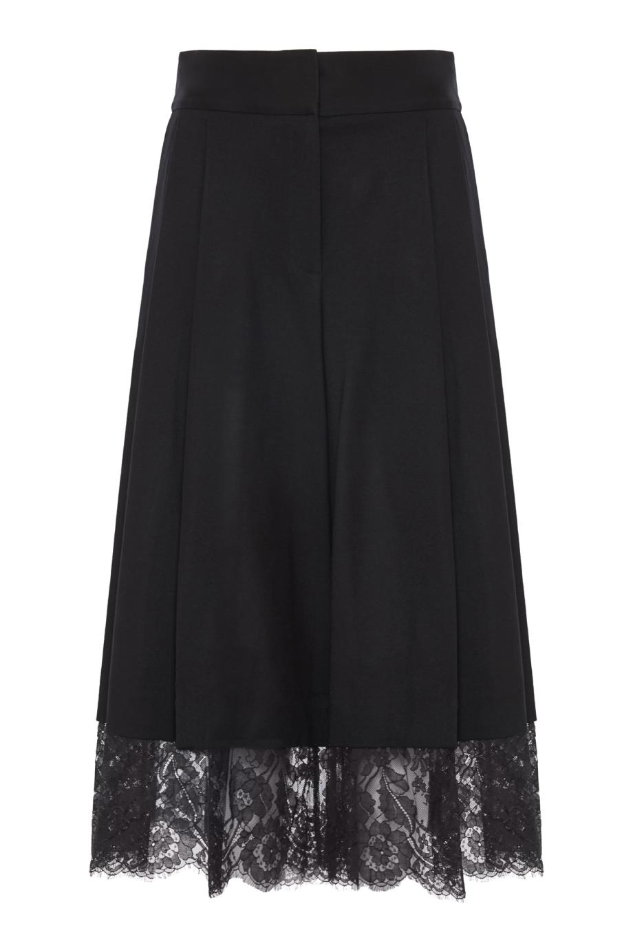 Valiant lace-trimmed wool culotte in black
