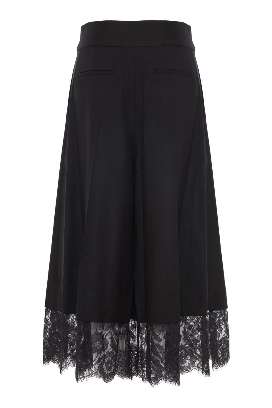 Valiant lace-trimmed wool culotte in black