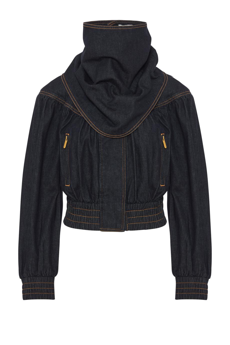 Handkerchief denim bomber jacket in onyx blue