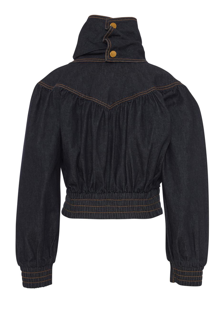 Handkerchief denim bomber jacket in onyx blue