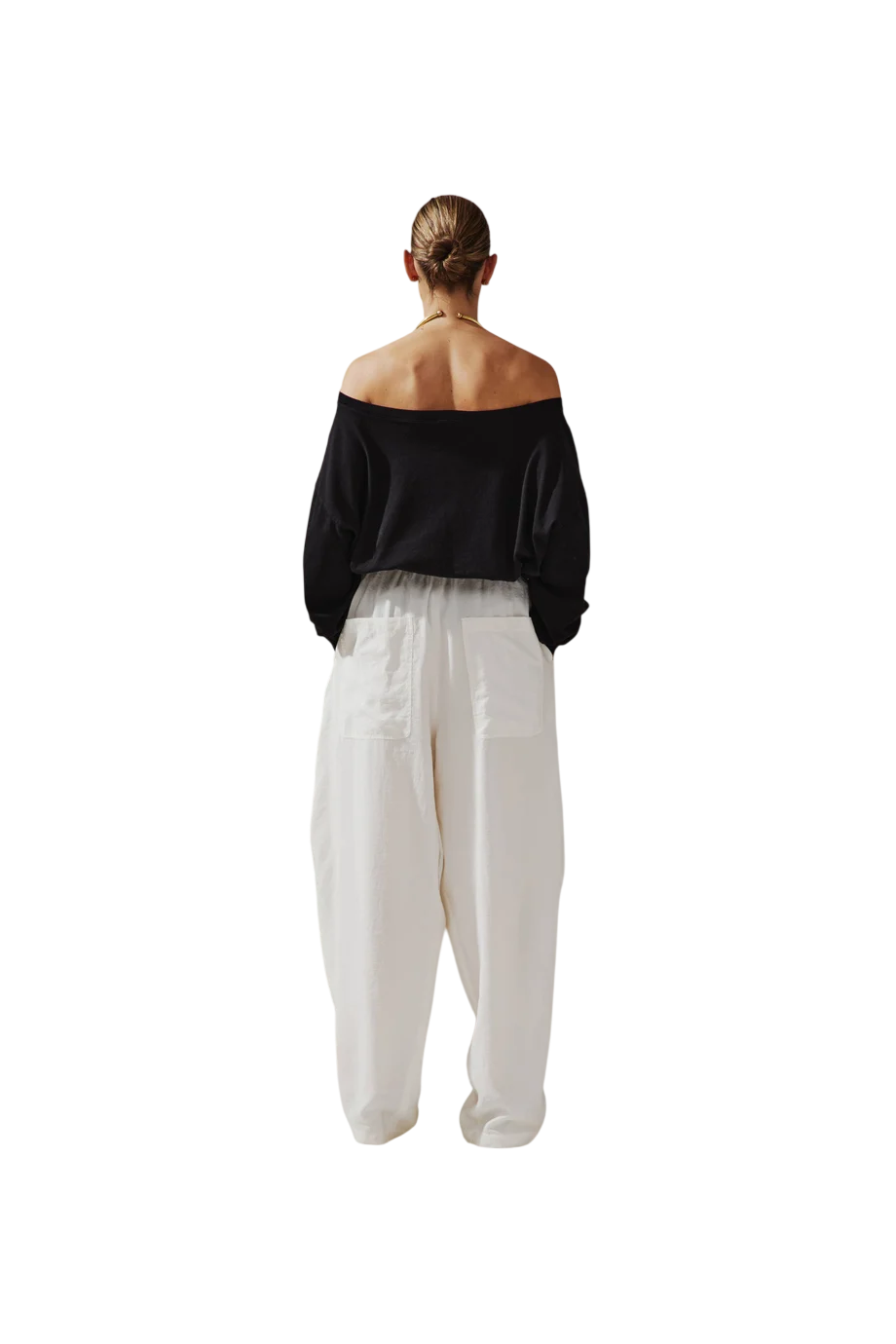 Erin alpaca blend necklace off-shoulder top in black