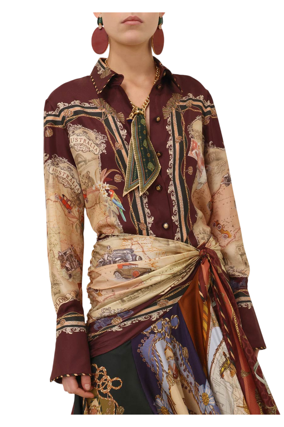 Valiant silk twill shirt in plum