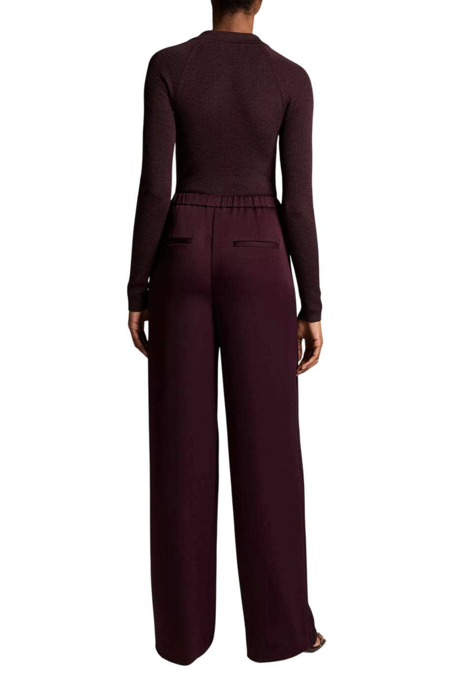 Satin drawstring pants in blackberry