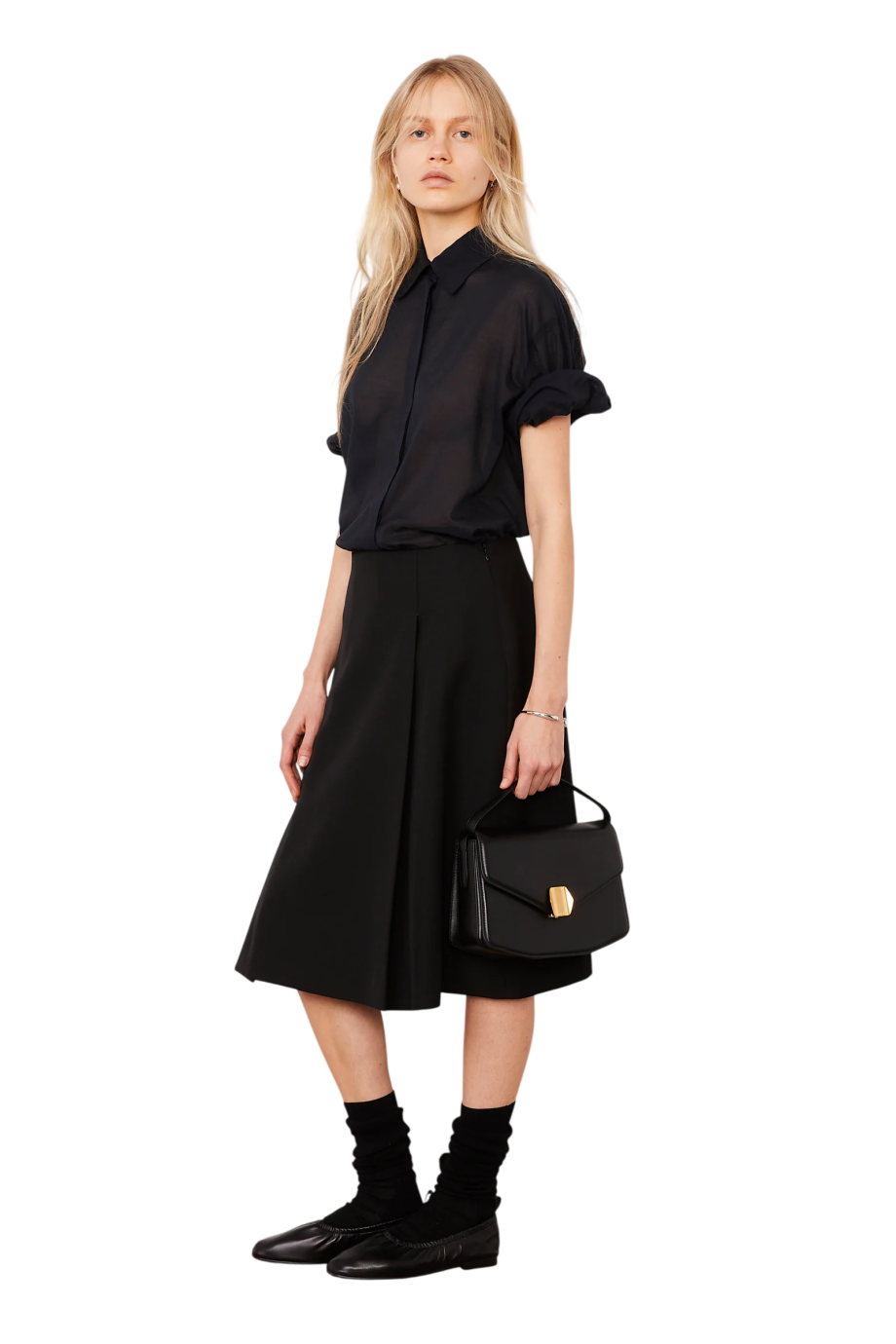 Viki wool midi skirt in black