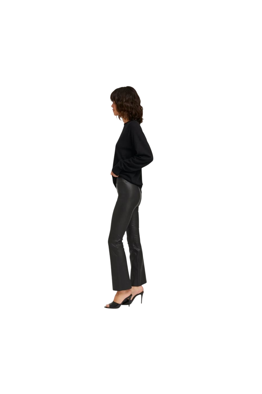 Jackie leather ankle-flare pants in black