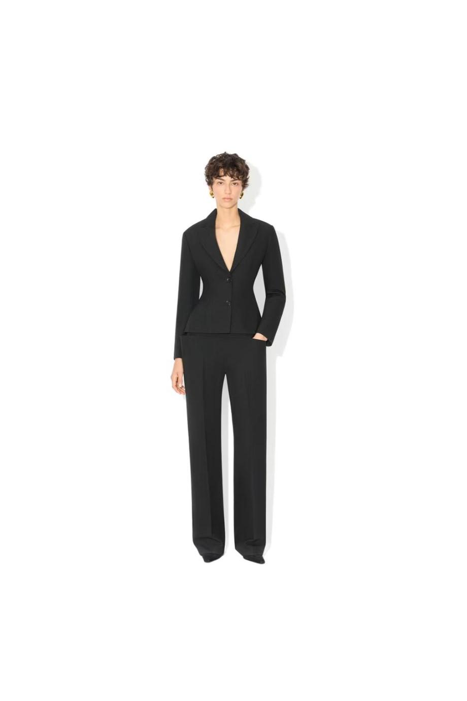 Single-breasted wool jacket in black