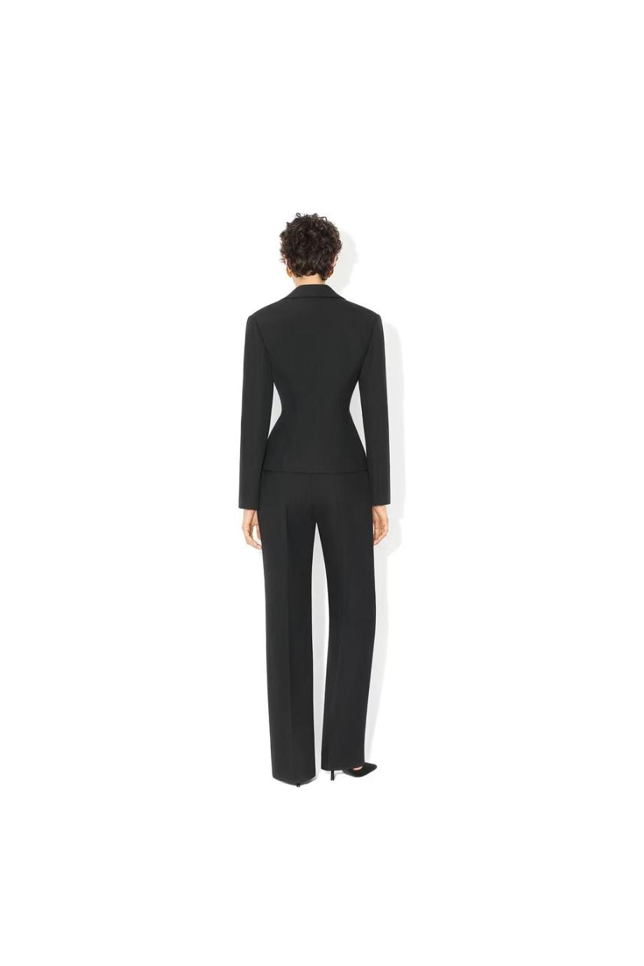 Single-breasted wool jacket in black