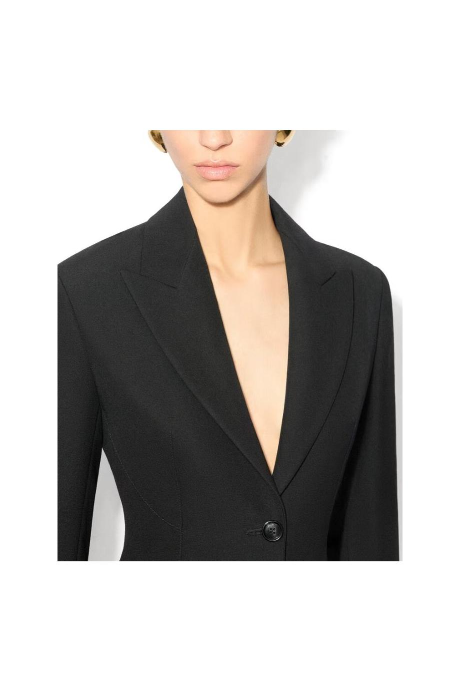 Single-breasted wool jacket in black