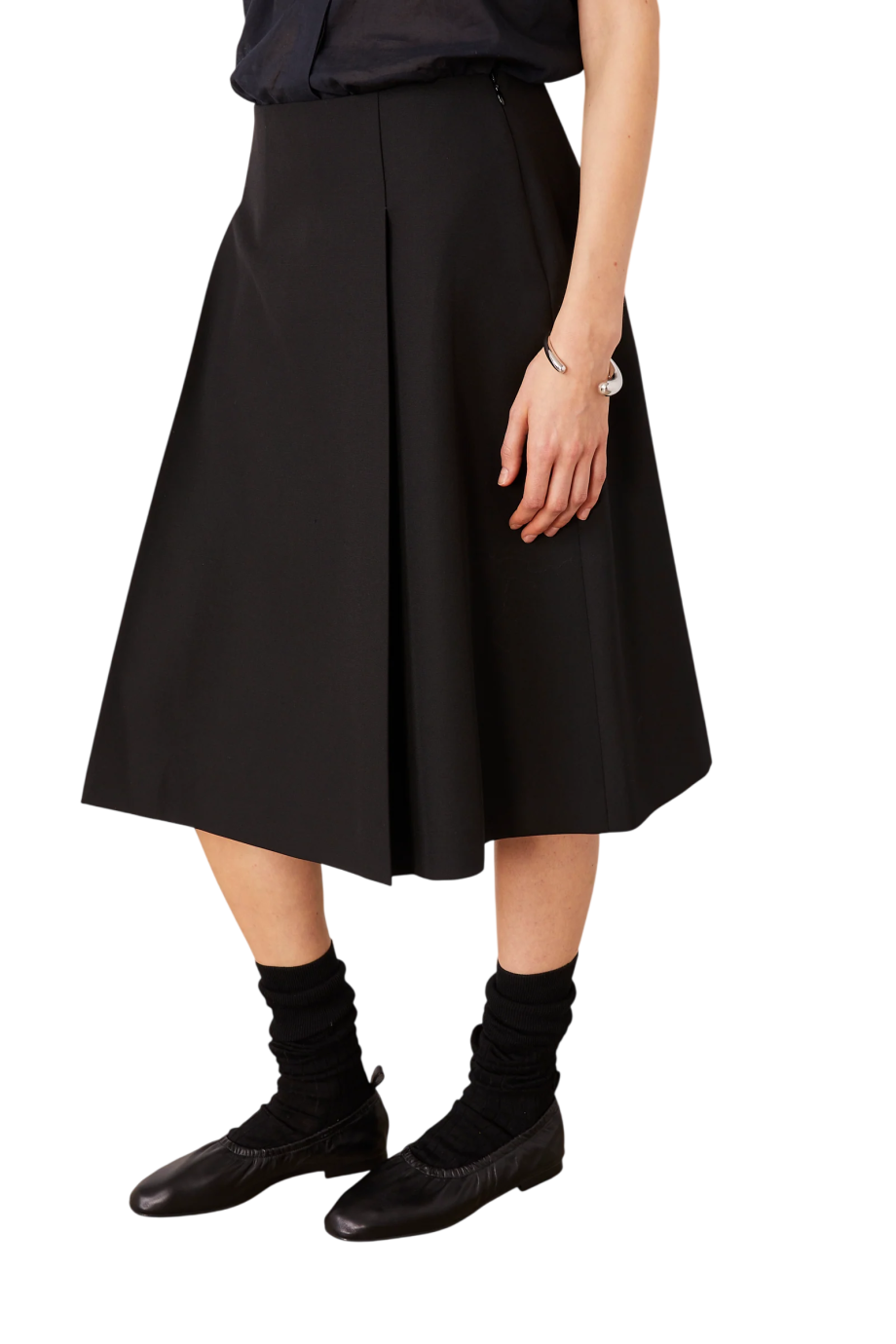 Viki wool midi skirt in black