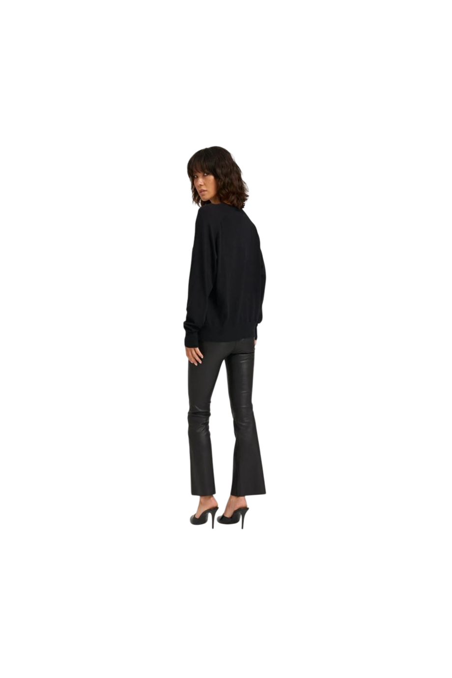 Jackie leather ankle-flare pants in black