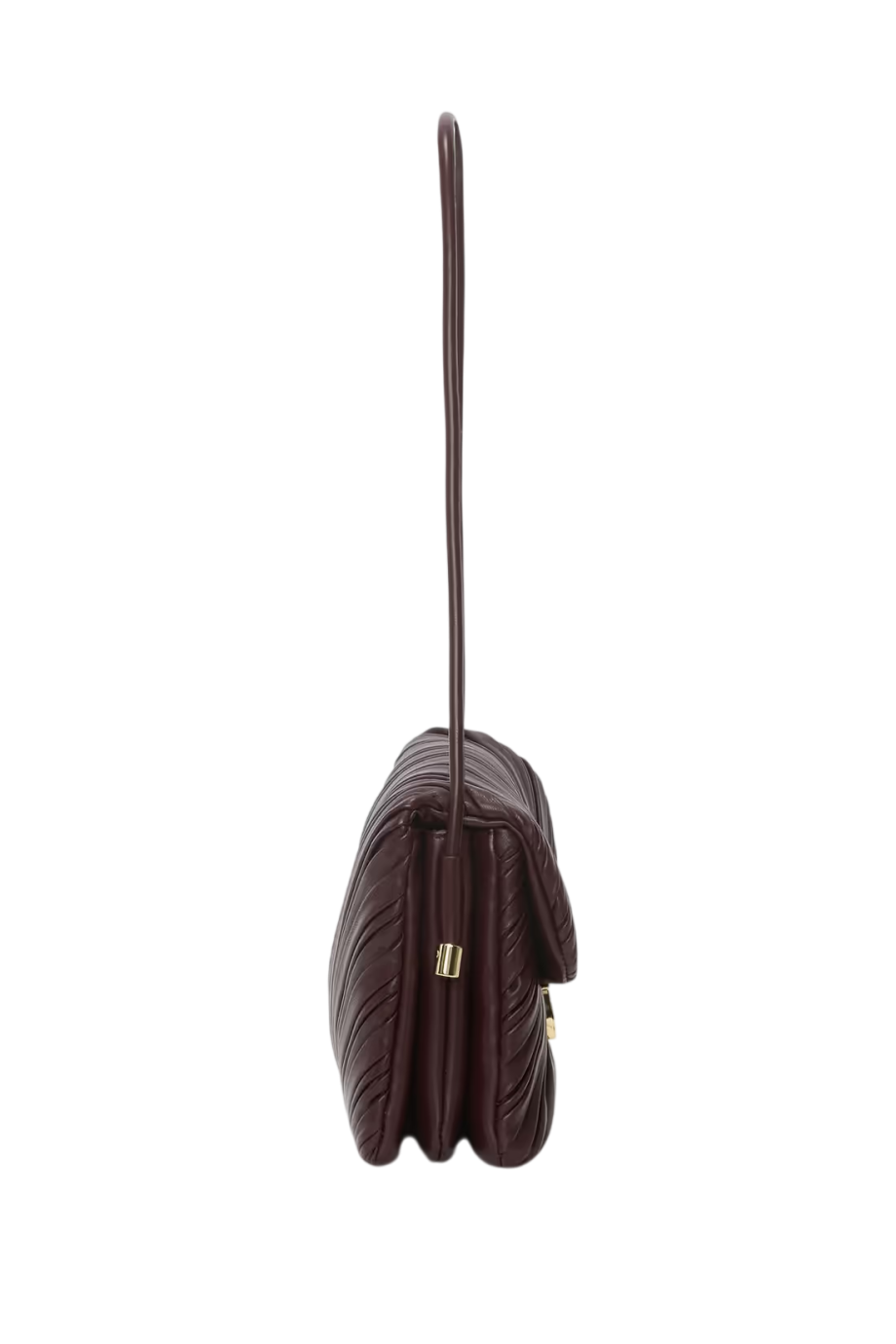 Soft Dorian pleated leather shoulder bag in burgundy