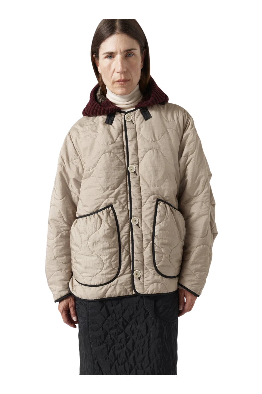 Signature reversible cropped quilted jacket in olive