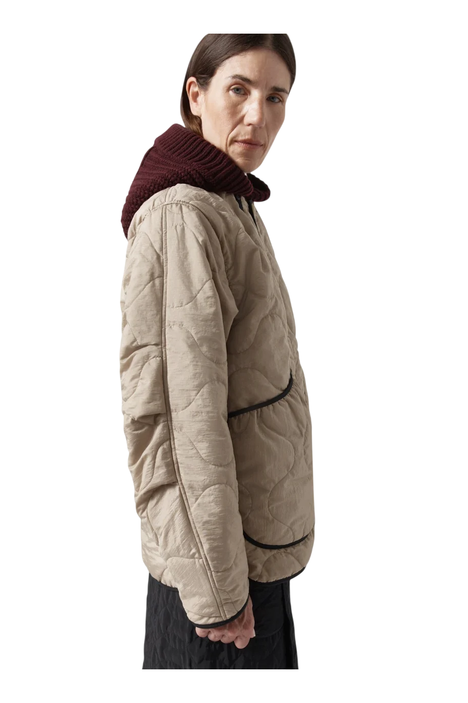 Signature reversible cropped quilted jacket in olive