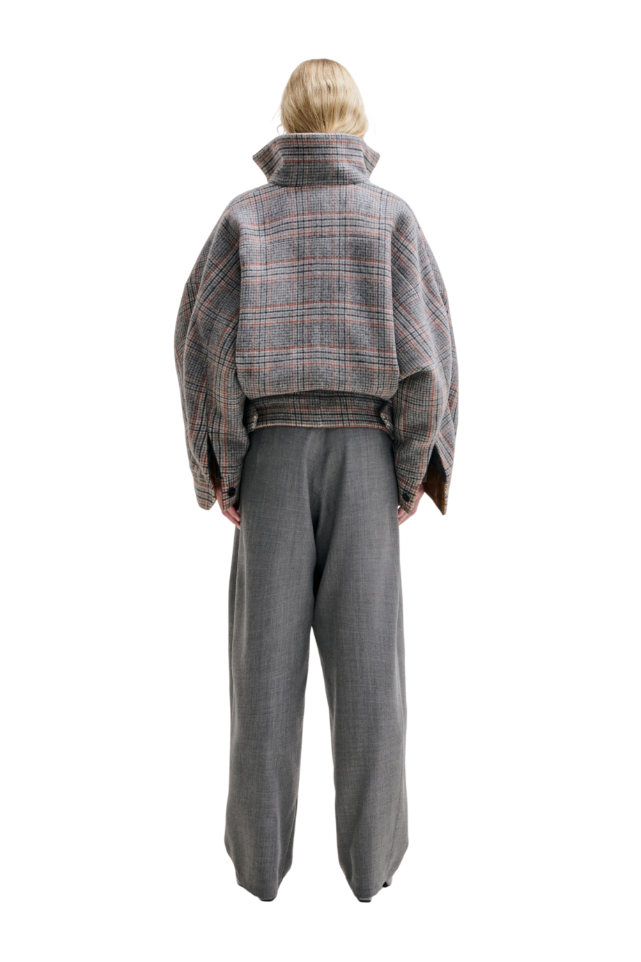 Celine wool-blend check aviator bomber jacket in grey