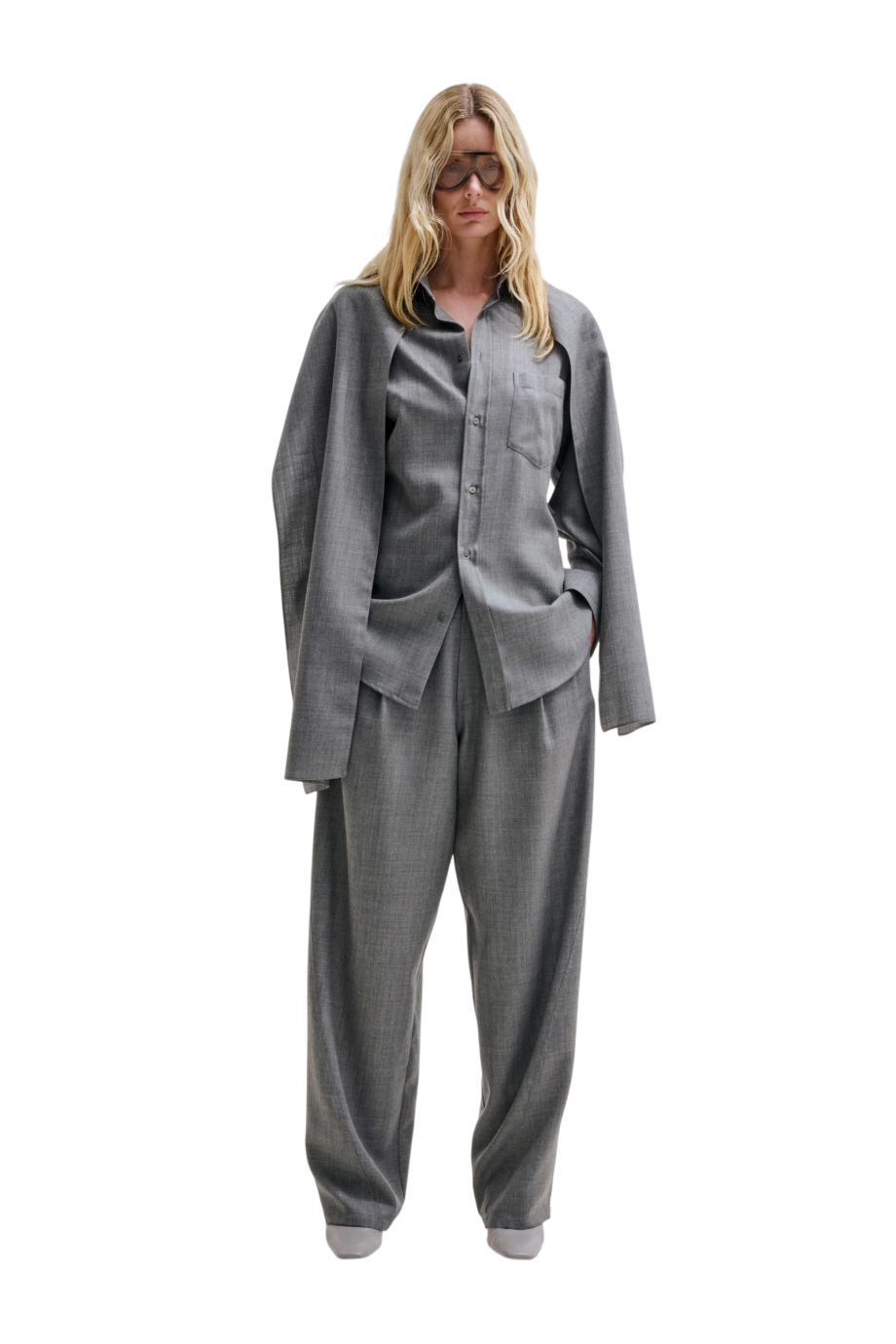 Phebe virgin wool wide-leg pants in grey