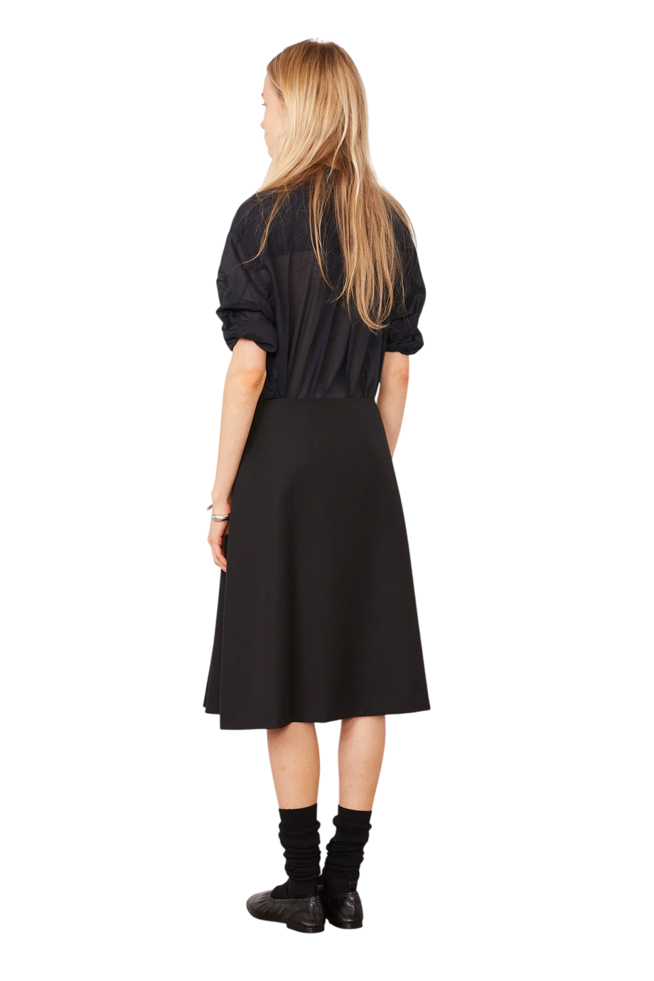 Viki wool midi skirt in black