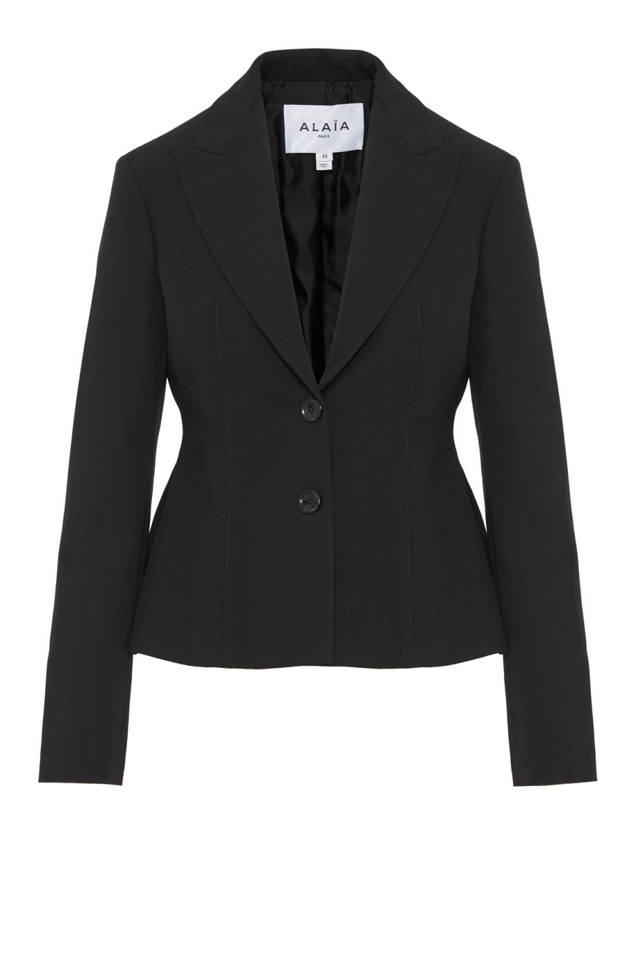 Single-breasted wool jacket in black