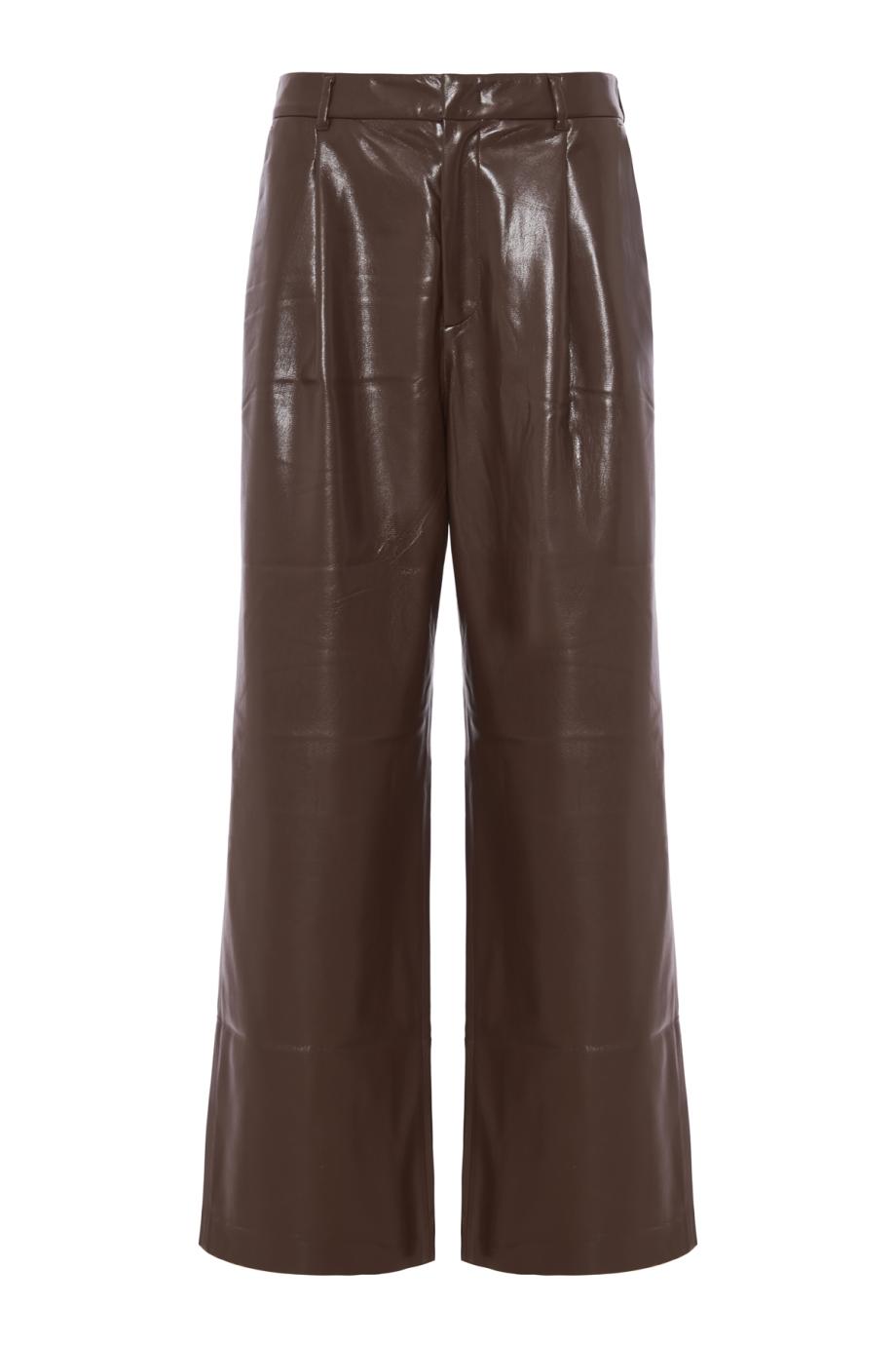Sasha vegan-leather boyfriend pants in bark brown