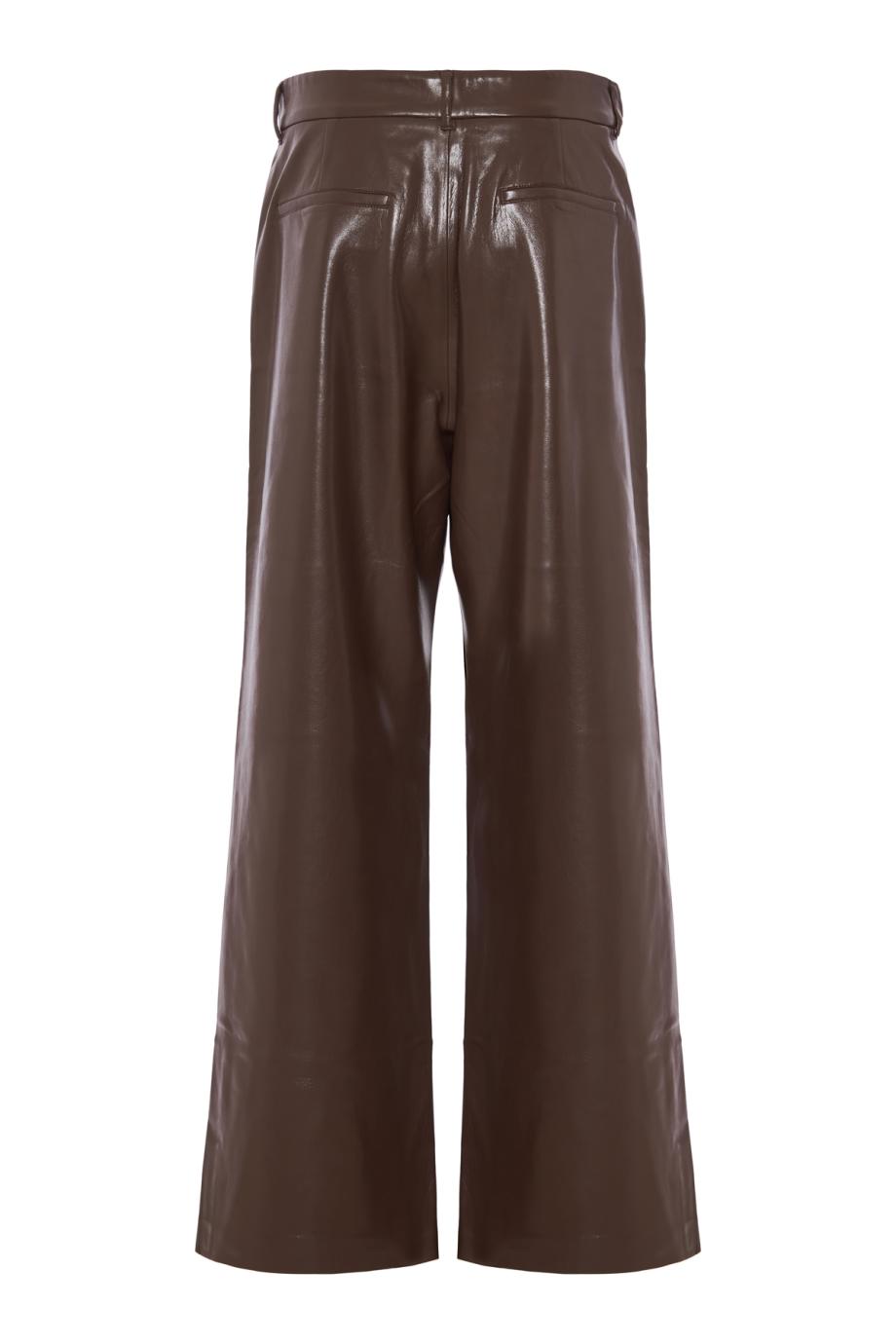 Sasha vegan-leather boyfriend pants in bark brown