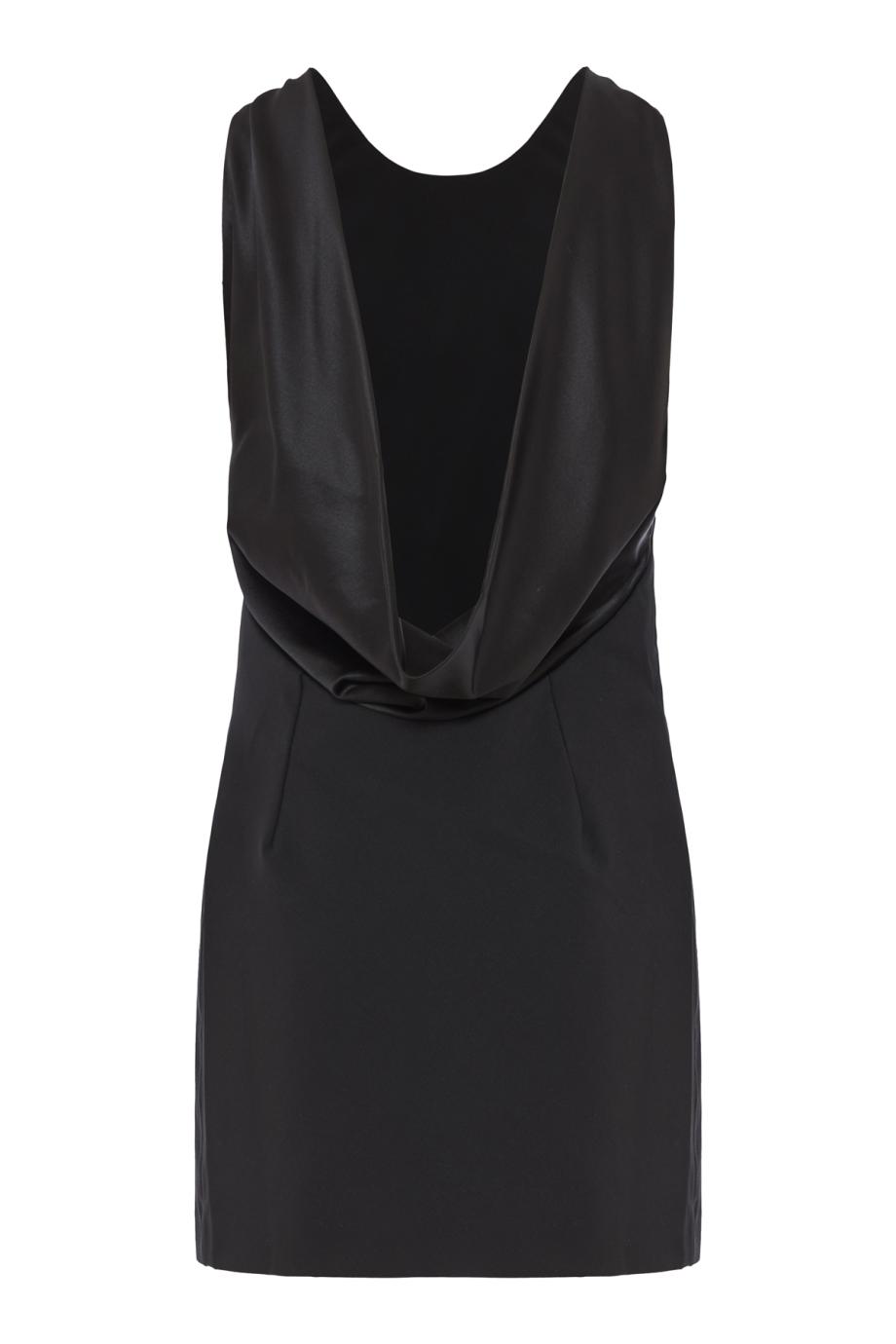 Carmen open-back wool-blend mini dress in black