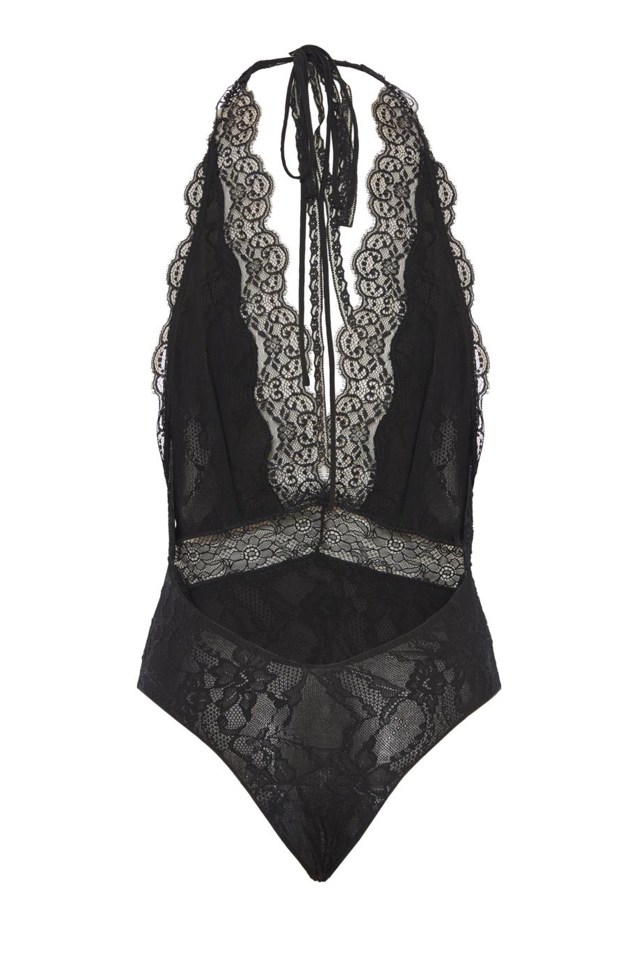 Florida patchwork lace bodysuit in black
