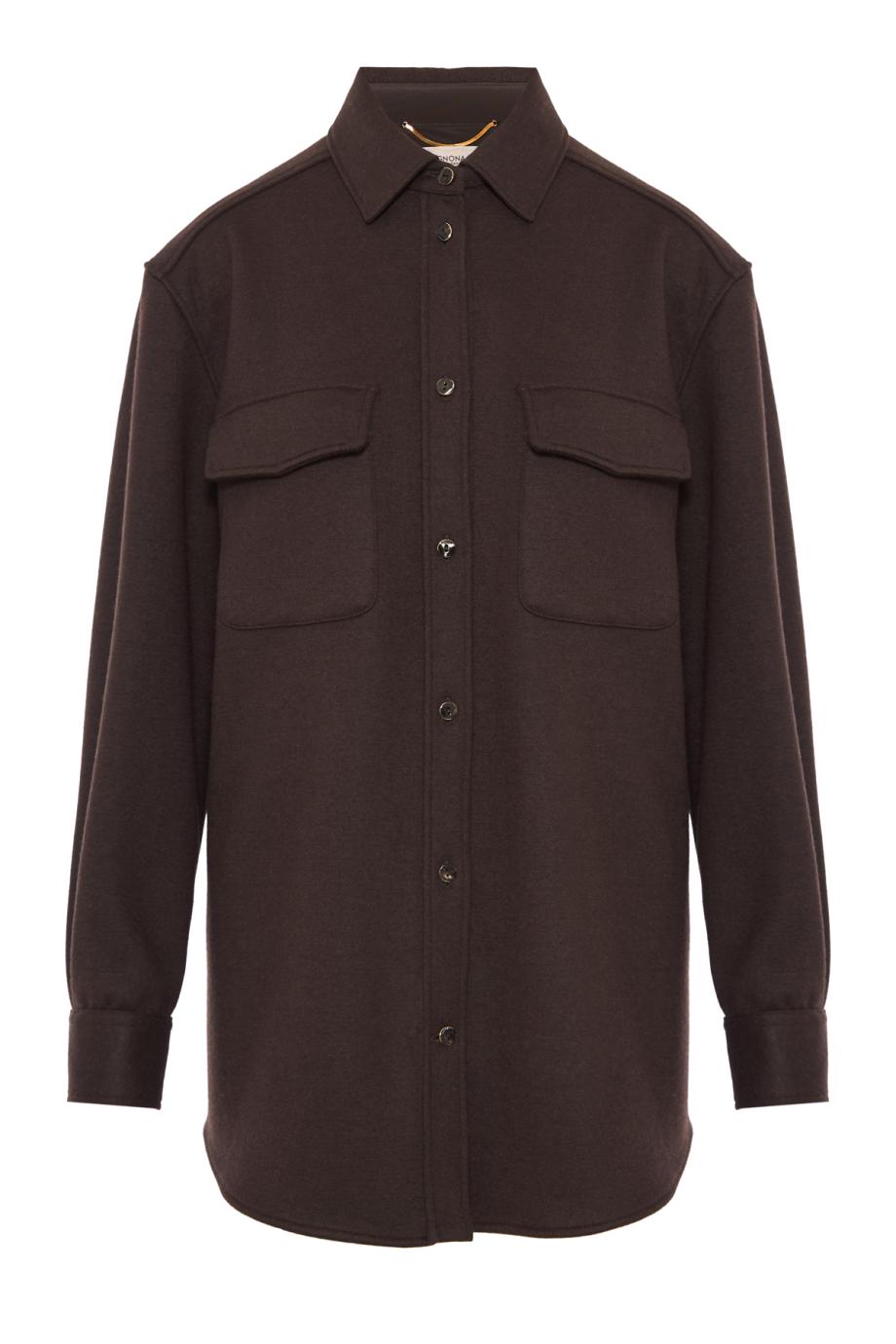 Utility wool and cashmere double-face shirt in chocolate