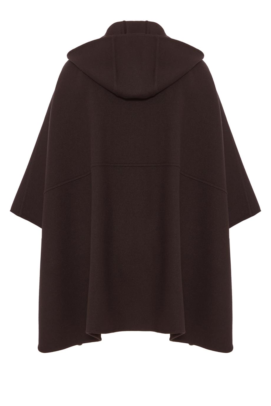 Zip-front B-Jersey wool and cashmere cape in chocolate