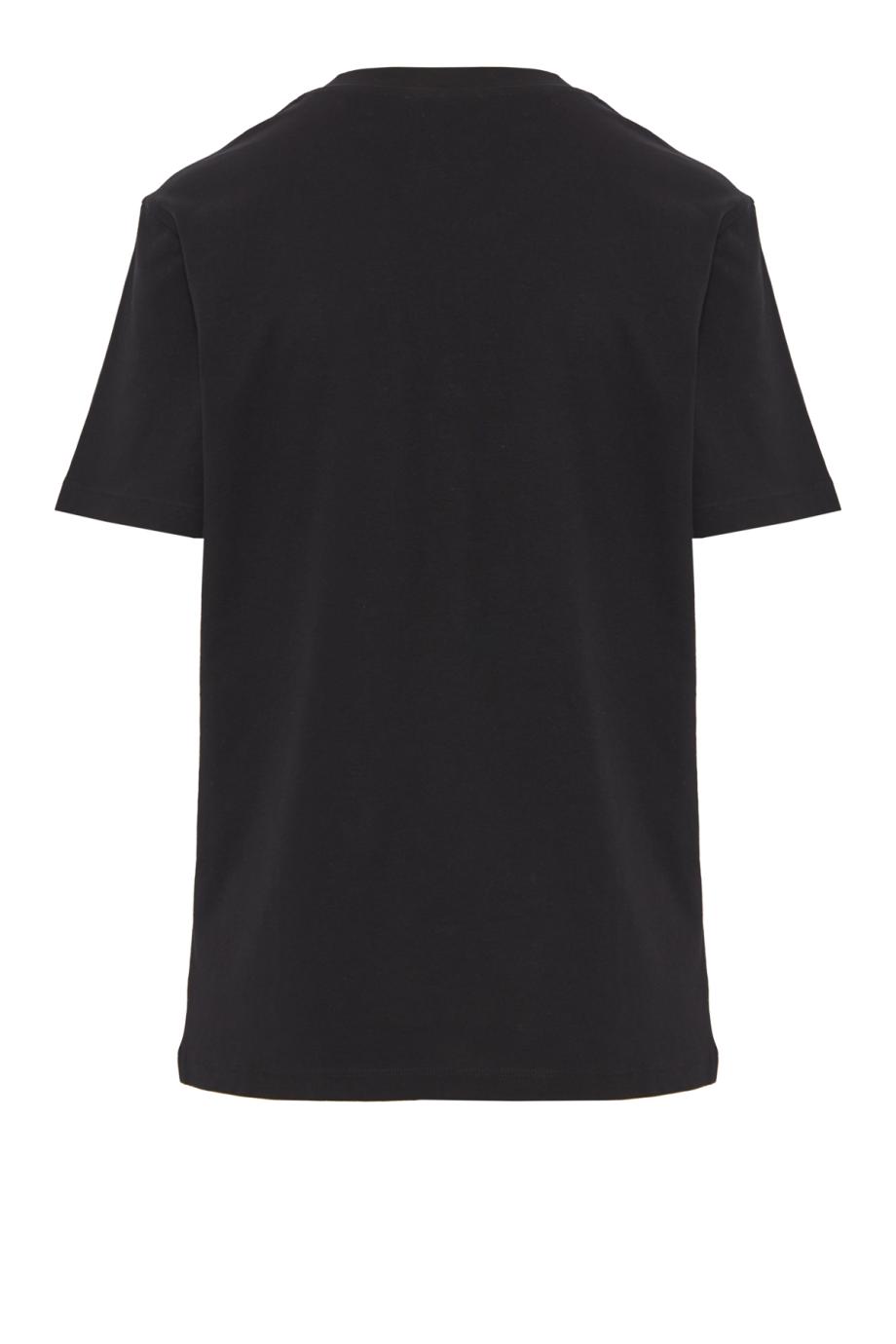 Bead-embroidered cotton T-shirt in black