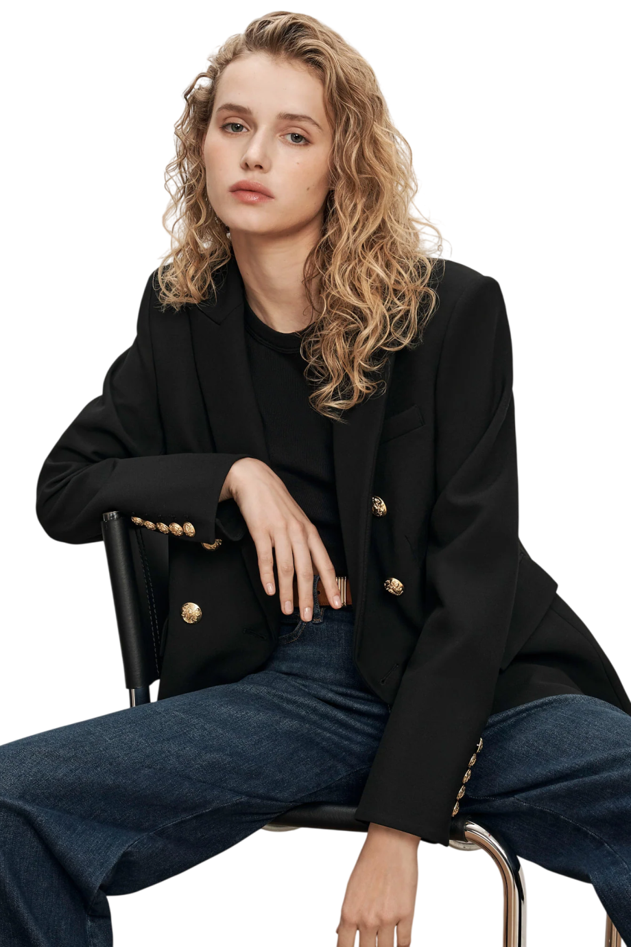 Miller Dickey crest-button blazer in black