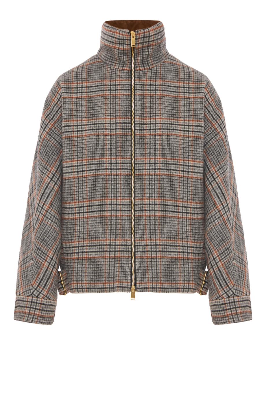 Celine wool-blend check aviator bomber jacket in grey