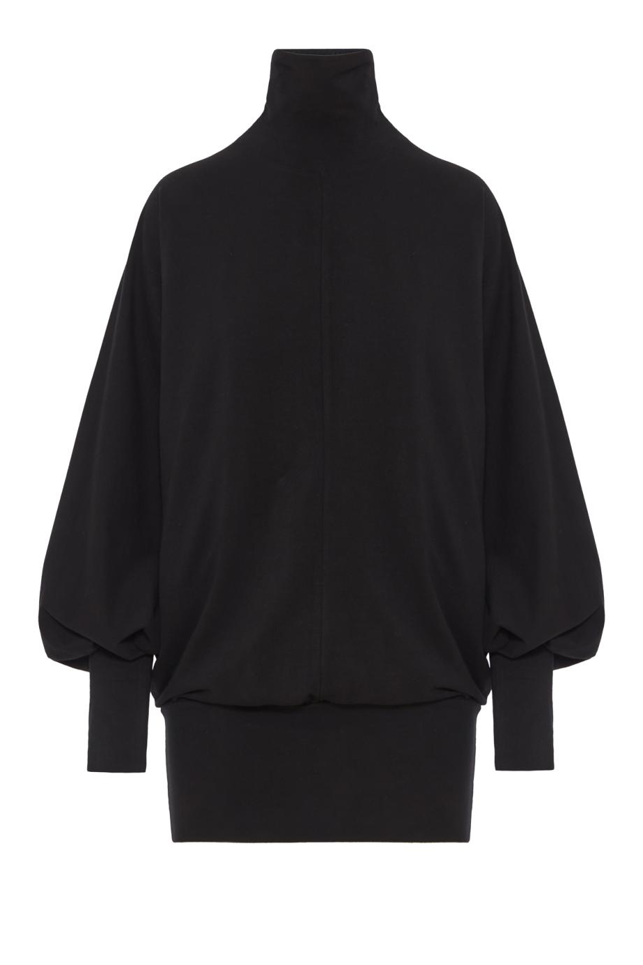 Olimpia batwing-sleeve cotton-blend jersey blouse in black