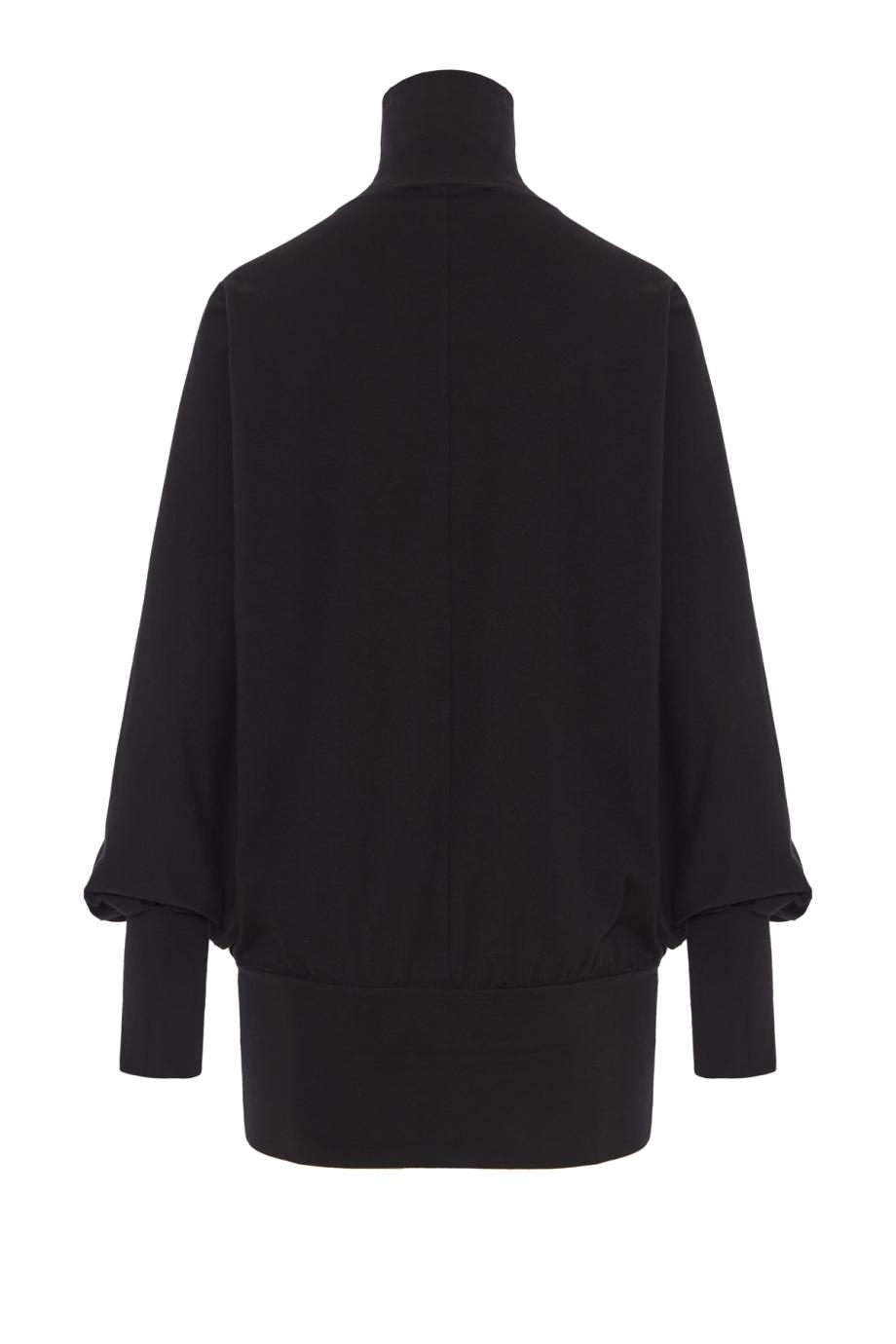 Olimpia batwing-sleeve cotton-blend jersey blouse in black