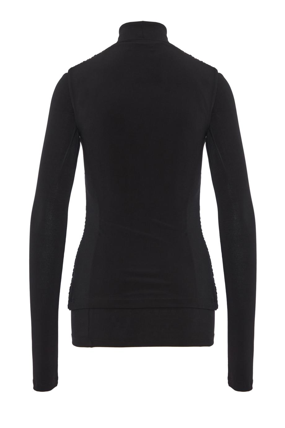 Joy faux astrakan and jersey top in black