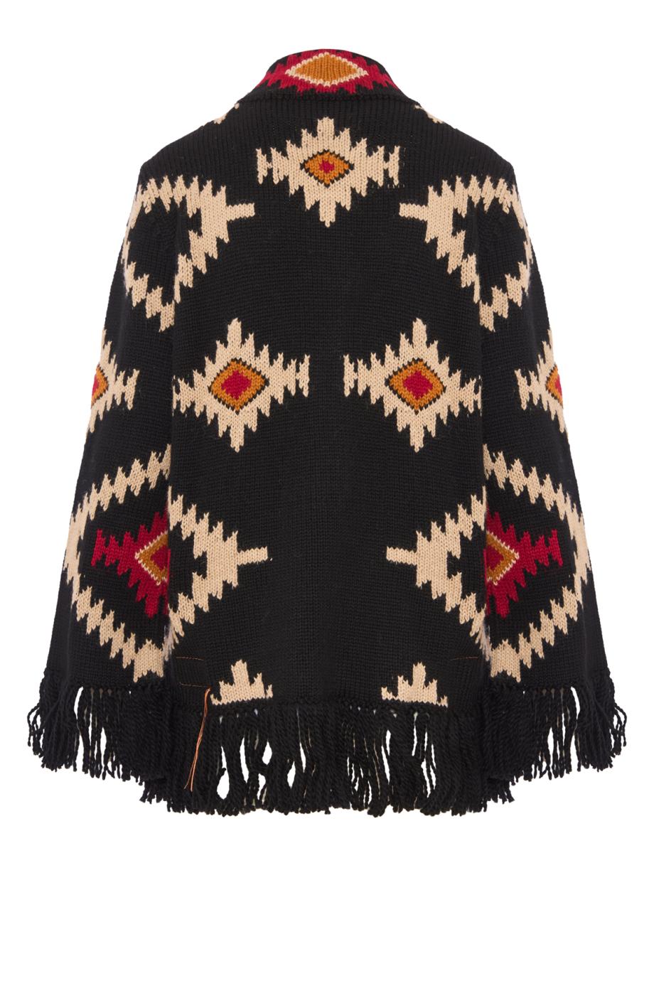 Liora intarsia alpaca and wool cardigan in black