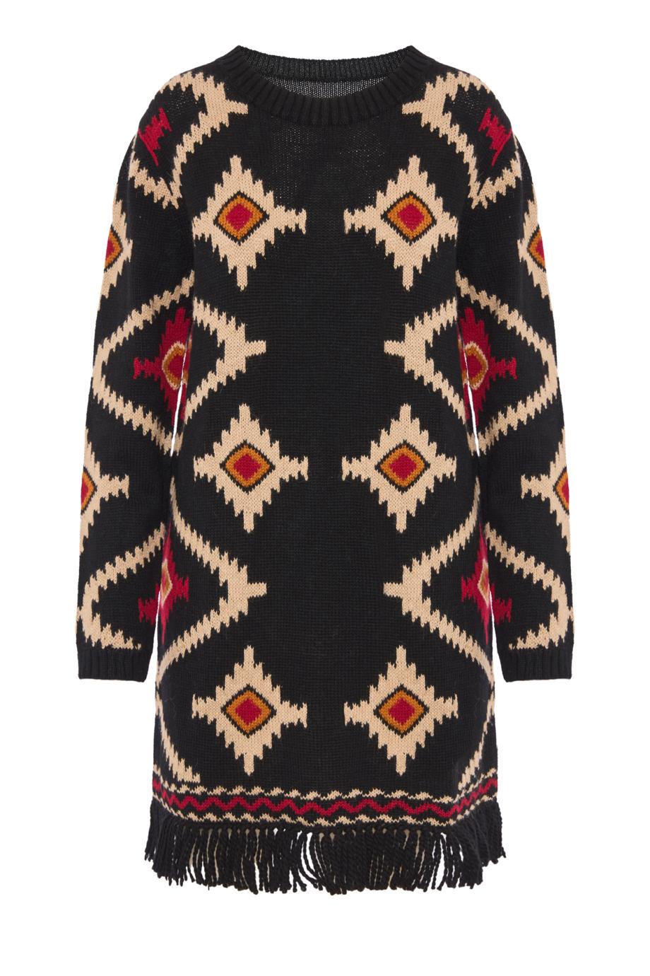 Lilium intarsia alpaca and wool sweater in black