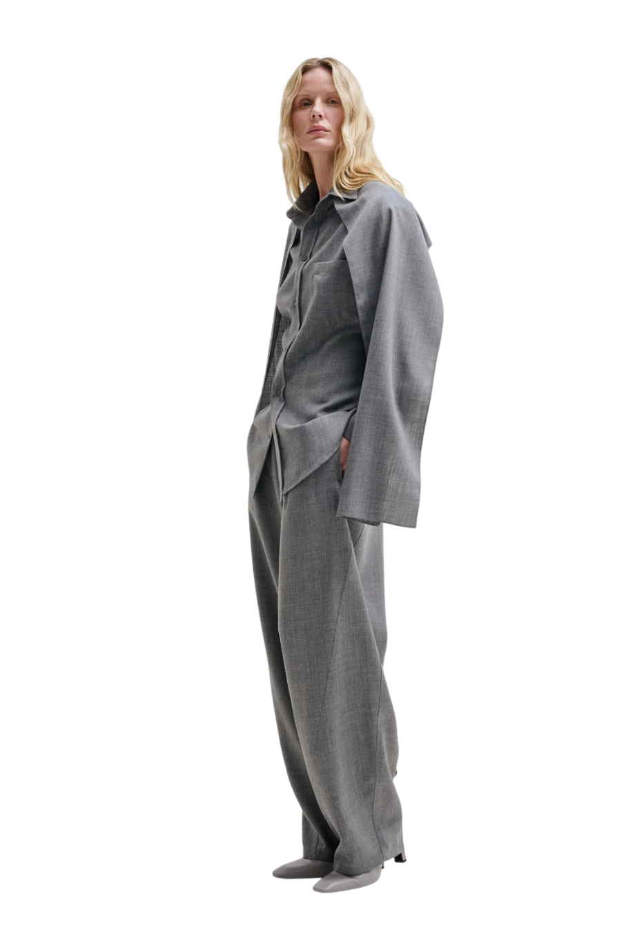 Phebe virgin wool wide-leg pants in grey
