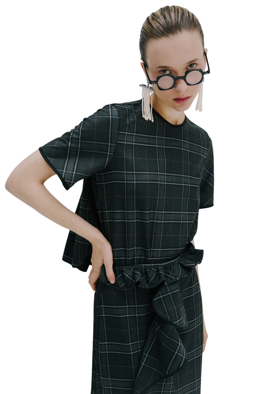 Hope crepe top in gunmetal