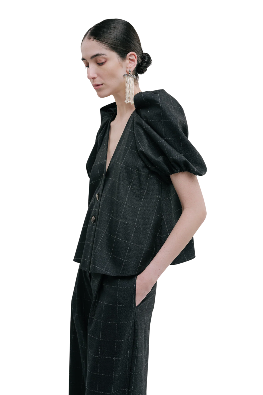 Harpa wool top in charcoal