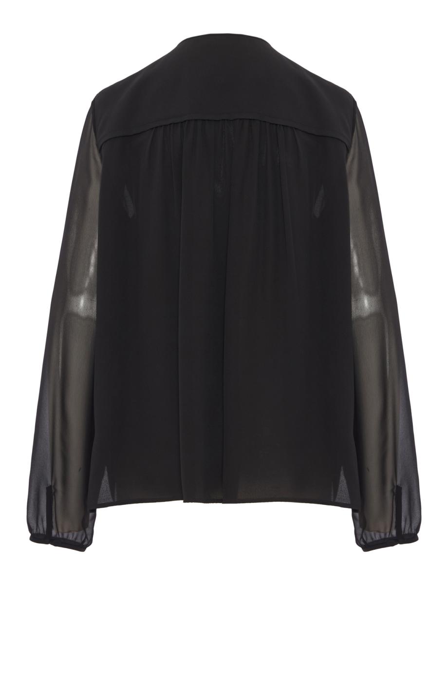 Ruffled silk blouse in black
