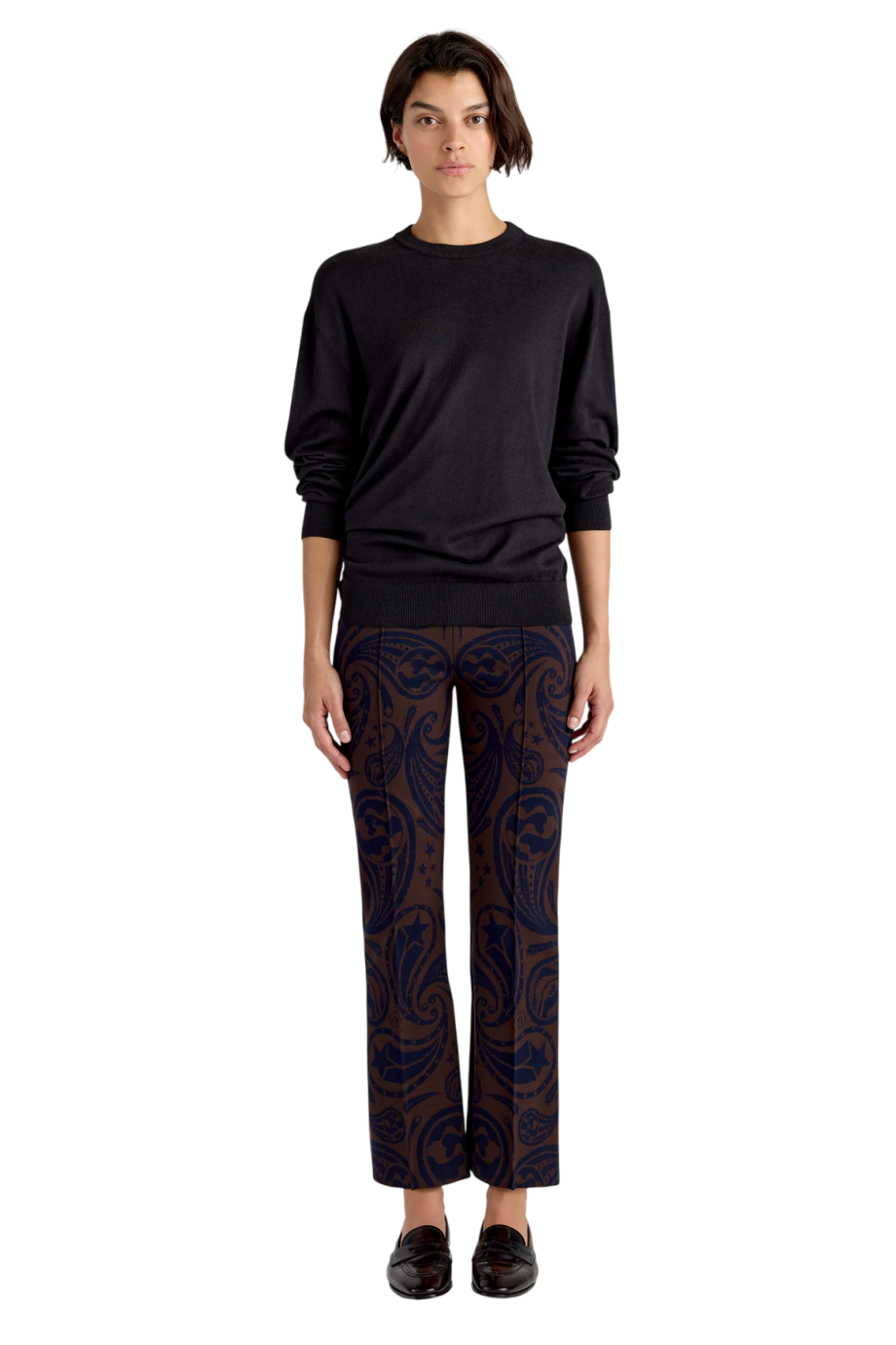 Kick jacquard cotton-blend pants in chocolate