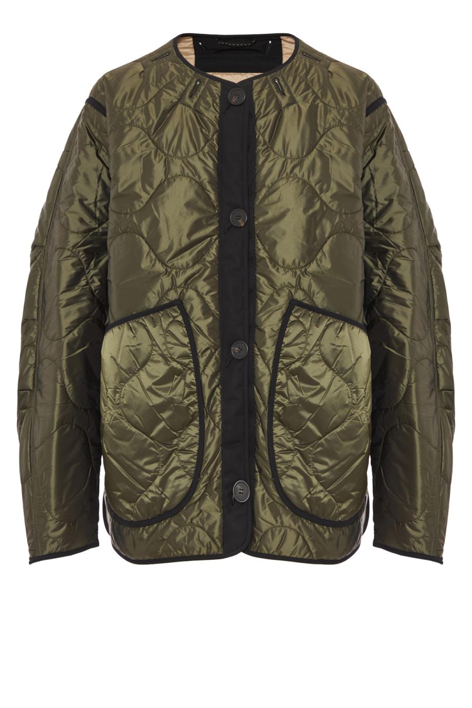 Signature reversible cropped quilted jacket in olive