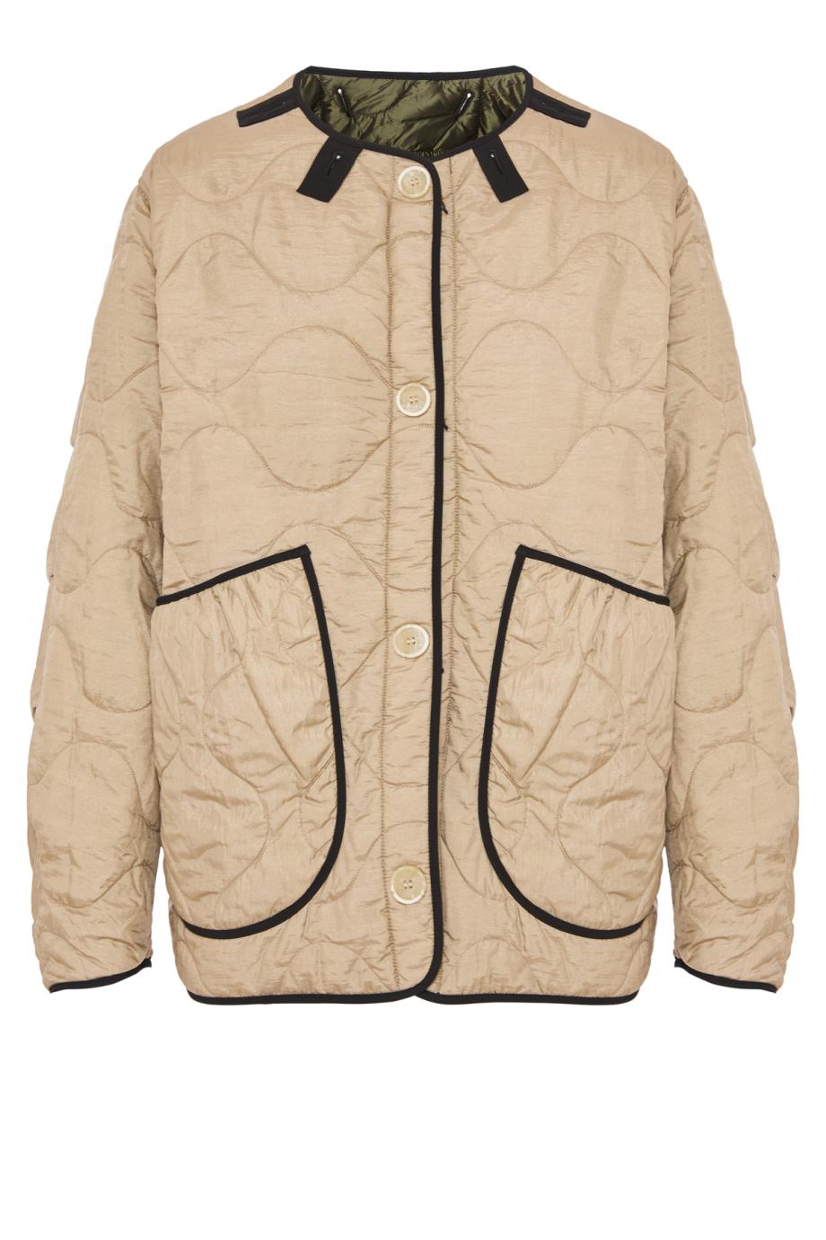 Signature reversible cropped quilted jacket in olive