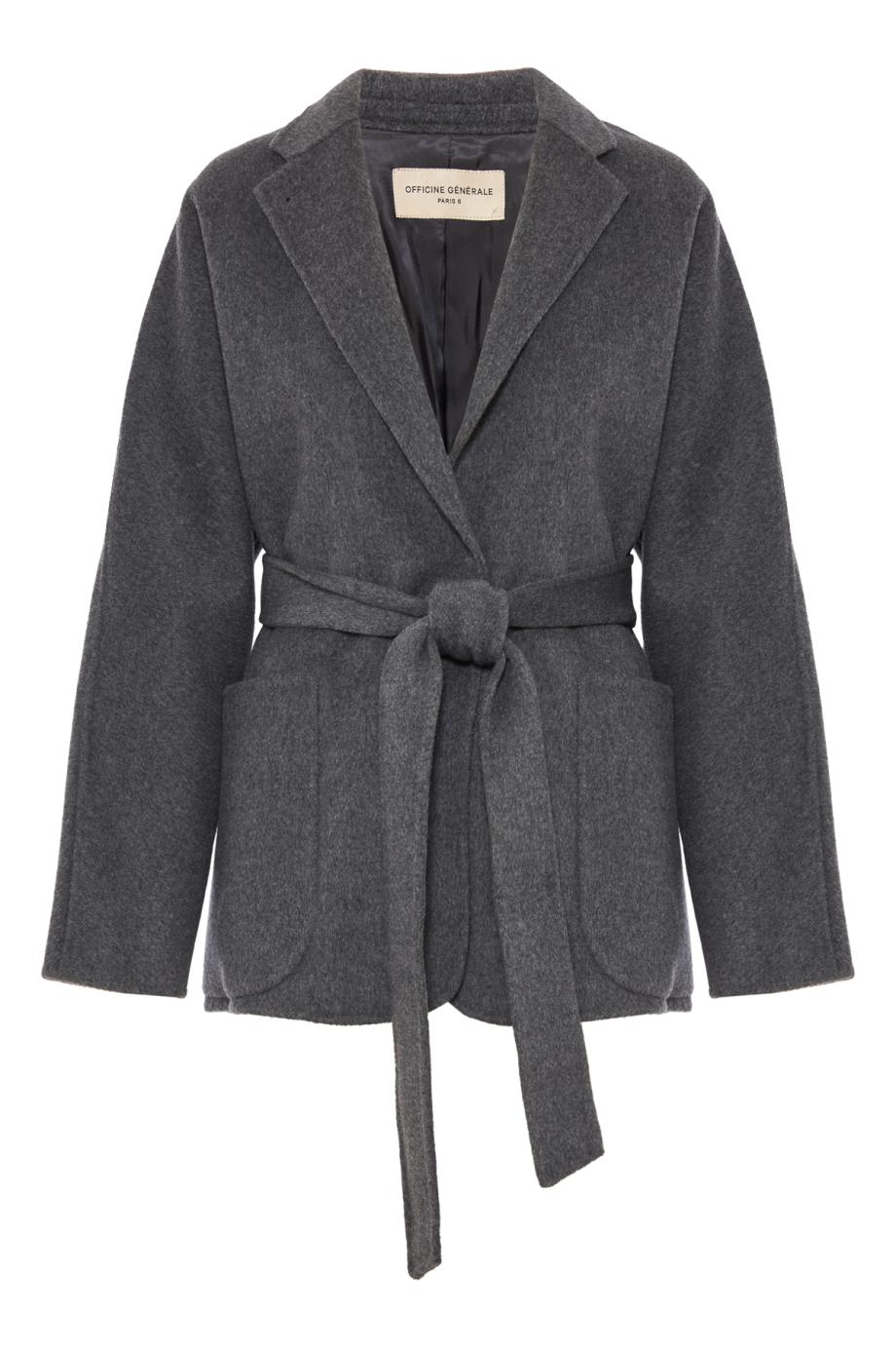 Fama double-face wool coat in mid heather grey