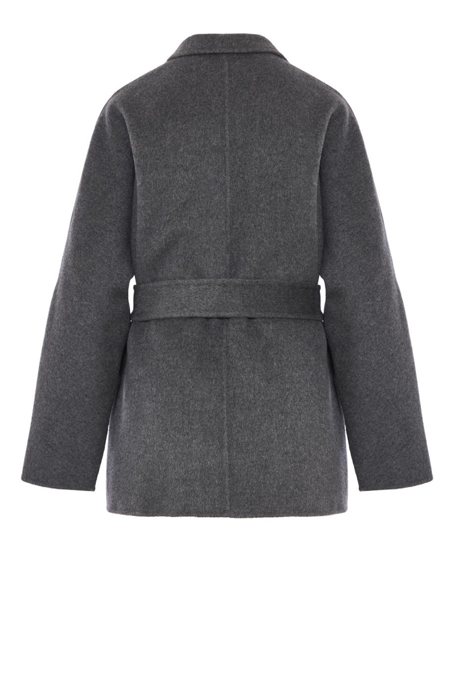 Fama double-face wool coat in mid heather grey