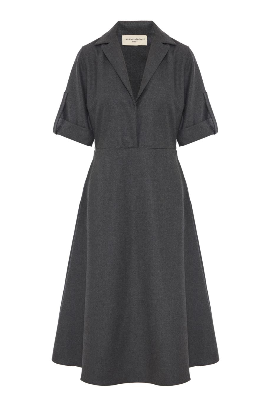 Azelle wool midi dress in mid heather grey