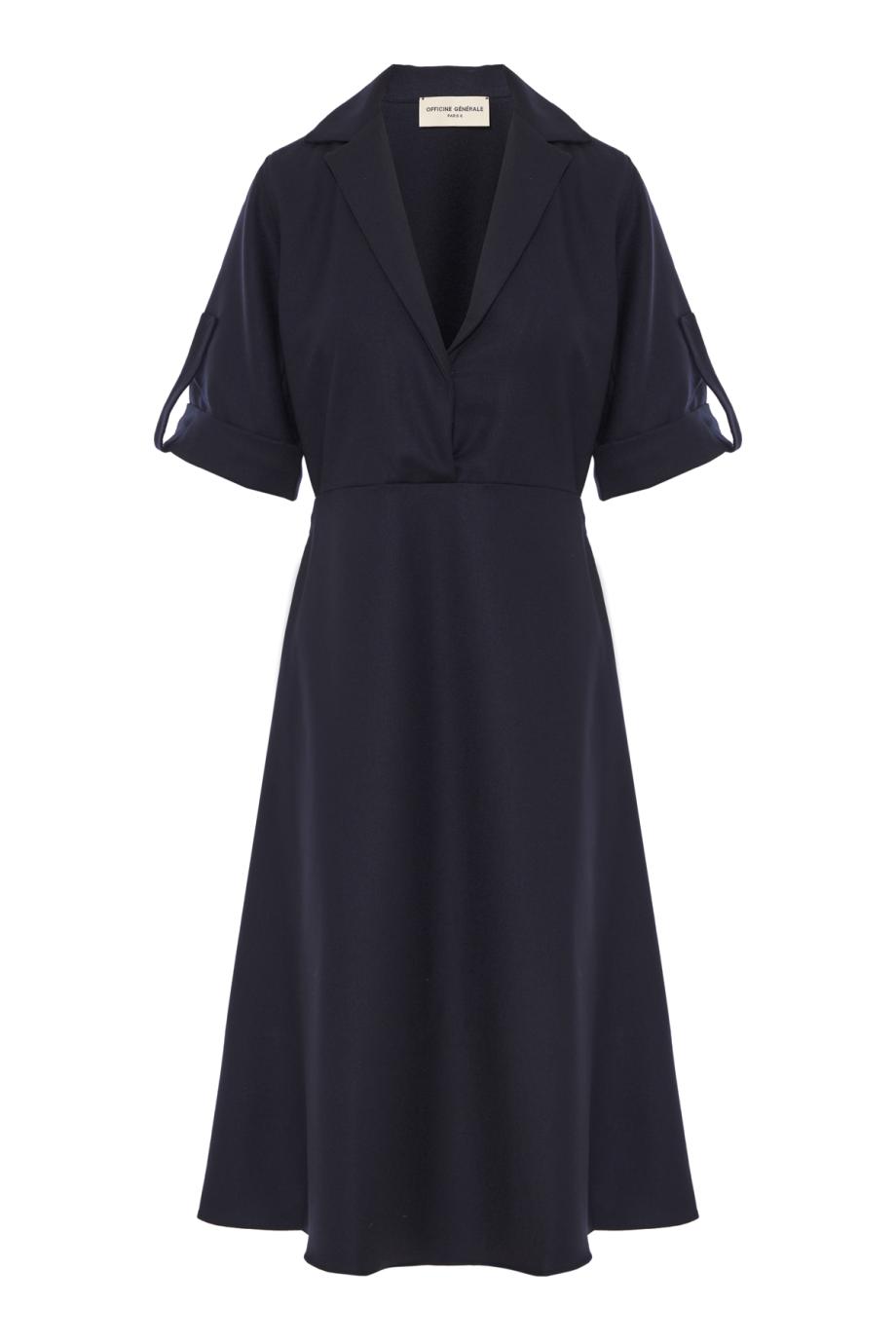 Azelle wool midi dress in dark navy