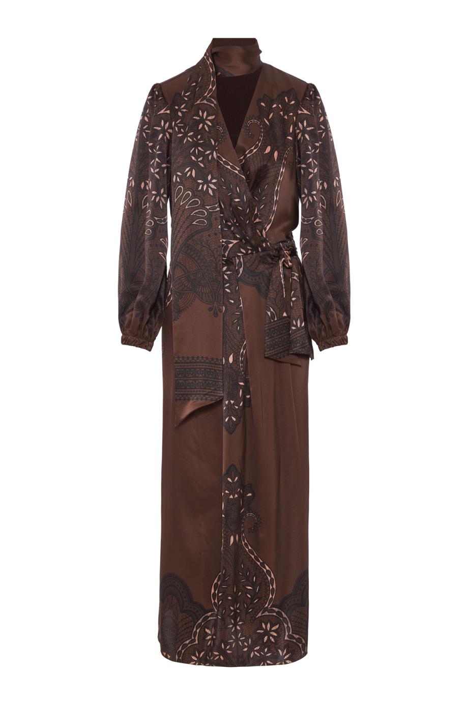 Timeless Concurse printed silk maxi dress in chocolate